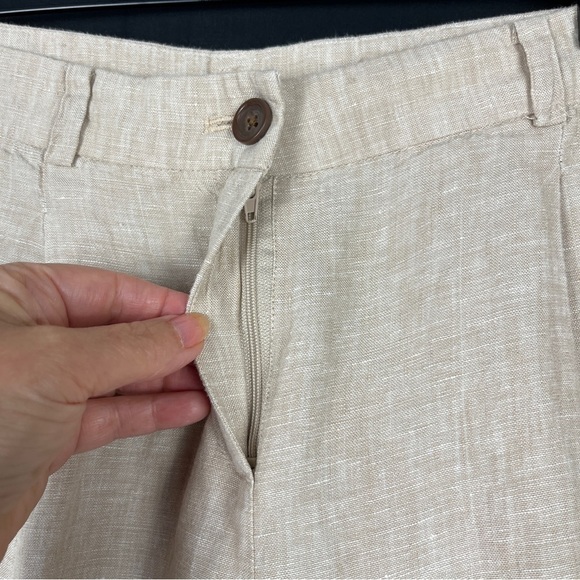Womens Tailored 100% Linen Bermuda Trouser Shorts Natural Size 10 Jones New York - Picture 9 of 13